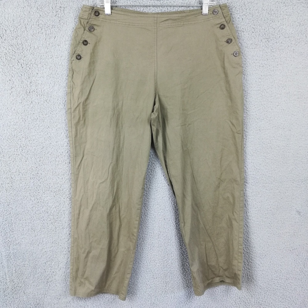 J. Jill Womens Pants Sailor Ankle Khaki Olive Green High Rise Plus Petite 18P